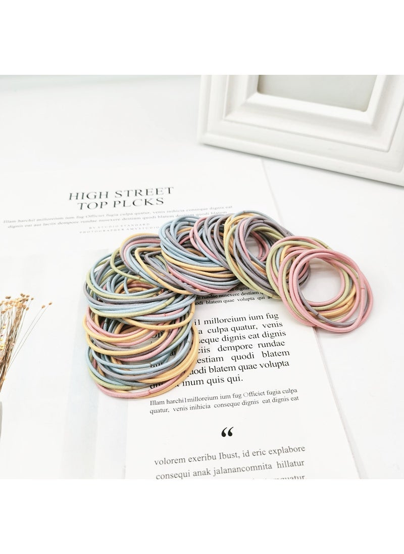 إسكدنيا Net red hair rope ins thin hair rope girl hair tie high elastic rubber band basic hair band 100 factory stall Spring color Mixed Batch 100 pieces