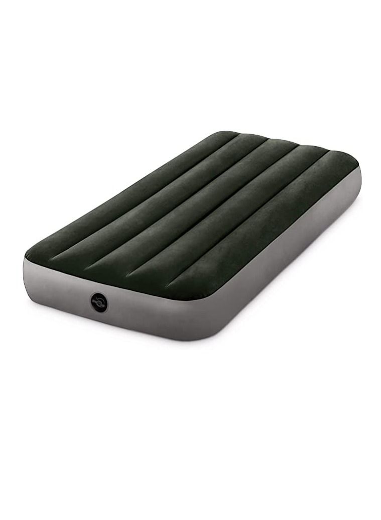 intex PVC/Polyester/ABS/Rayon Junior Twin Dura-Beam Prestige Downy Airbed, 64106, Green, H25 x W76 x D191 cm - Image 1