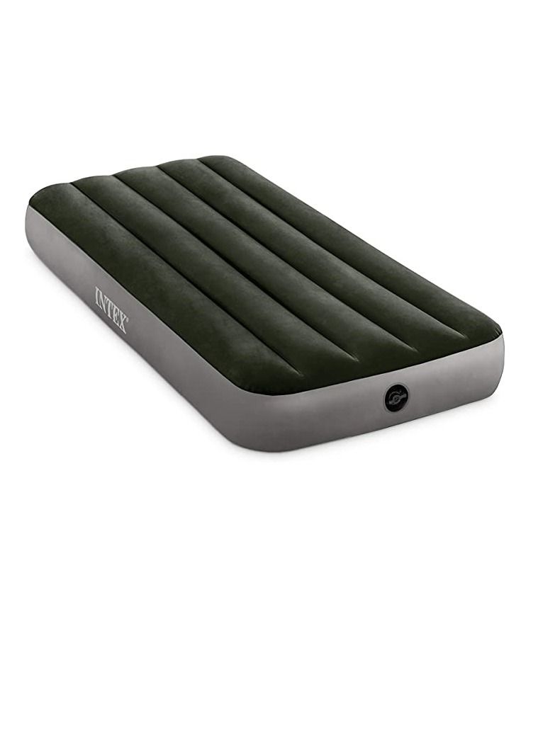 intex PVC/Polyester/ABS/Rayon Junior Twin Dura-Beam Prestige Downy Airbed, 64106, Green, H25 x W76 x D191 cm - Image 3