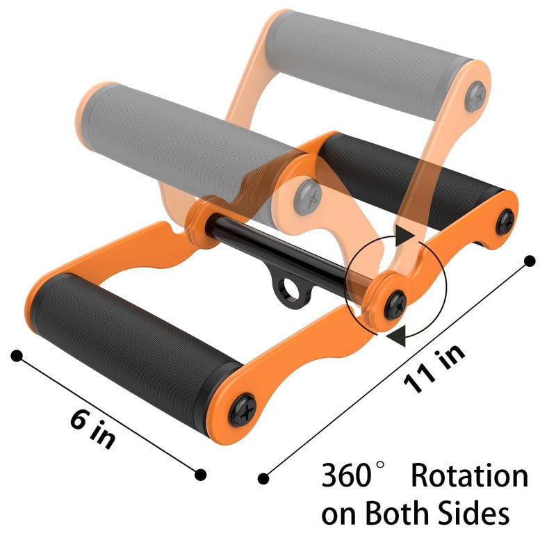 veimia V Bar T-Bar Row Landmine Handle Attachment for Barbell Bars, Solid Mine Double D Row Handle Grips with Non-Slip Rubber Grips, T-Row Attachment for Olympic Strength Training Bars,Orange - Image 3