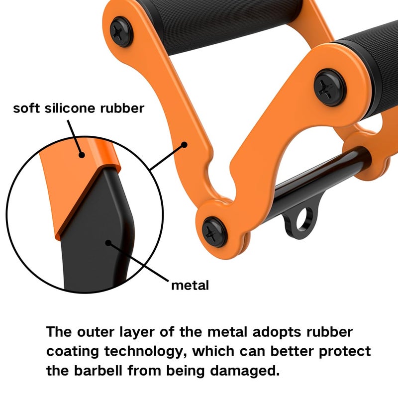 veimia V Bar T-Bar Row Landmine Handle Attachment for Barbell Bars, Solid Mine Double D Row Handle Grips with Non-Slip Rubber Grips, T-Row Attachment for Olympic Strength Training Bars,Orange - Image 4