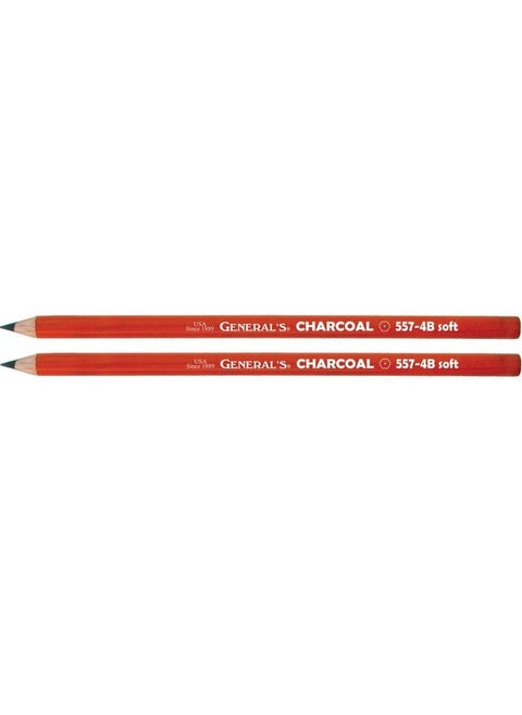 قلم الفحم الناعم 4B من General Pencil - عبوة من قطعتين