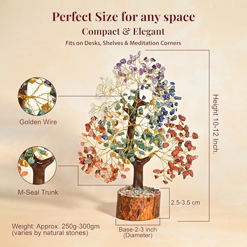 Hindcraft Seven Chakra Crystal Tree | Healing Crystal Tree for Prosperity & Protection | Feng Shui Good Luck Tree for Living Room & Office | Unique Gift for Men & Women – Housewarming & Wedding - Image 2
