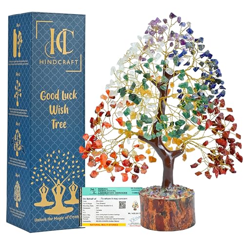 Hindcraft Seven Chakra Crystal Tree | Healing Crystal Tree for Prosperity & Protection | Feng Shui Good Luck Tree for Living Room & Office | Unique Gift for Men & Women – Housewarming & Wedding - Image 1
