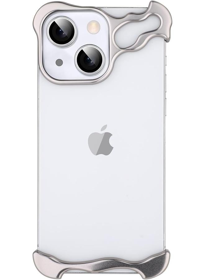 إيروريكس جراب هاتف لهاتف Iphone 15 14 13 جراب بسيط واقٍ من الصدمات مصنوع من ألومنيوم بدرجة الطيران وجوانب مكشوفة للراحة وتطعيمات مطاطية سهلة التركيب لهاتف Iphone 13 من الألومنيوم باللون الفضي - Image 1