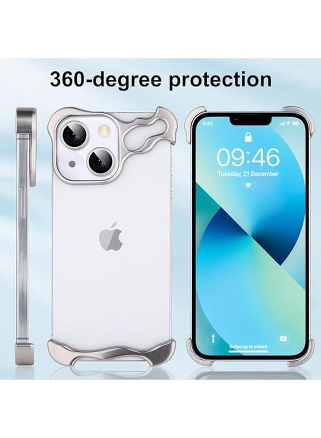 إيروريكس جراب هاتف لهاتف Iphone 15 14 13 جراب بسيط واقٍ من الصدمات مصنوع من ألومنيوم بدرجة الطيران وجوانب مكشوفة للراحة وتطعيمات مطاطية سهلة التركيب لهاتف Iphone 13 من الألومنيوم باللون الفضي - Image 2