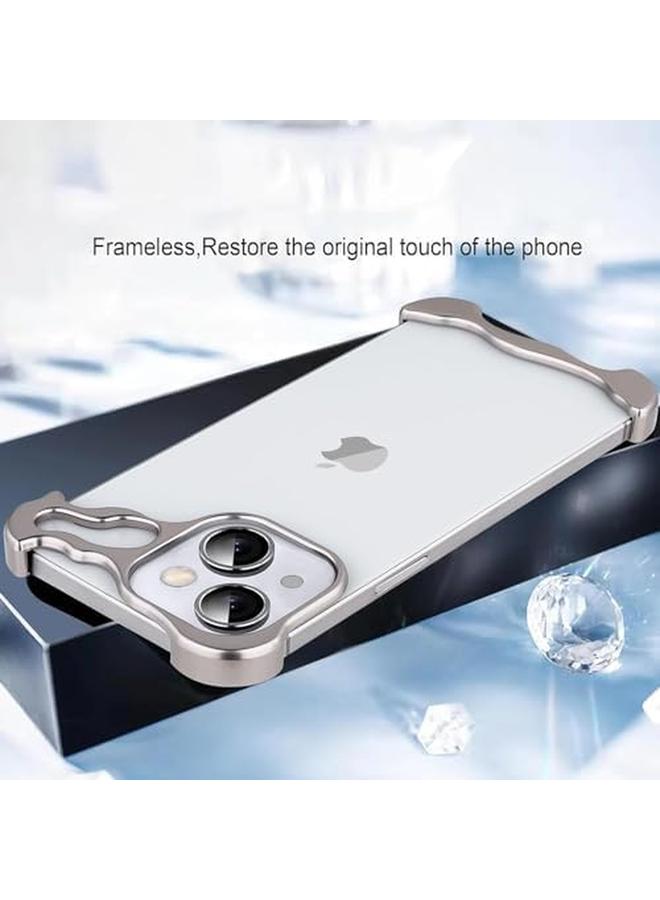 إيروريكس جراب هاتف لهاتف Iphone 15 14 13 جراب بسيط واقٍ من الصدمات مصنوع من ألومنيوم بدرجة الطيران وجوانب مكشوفة للراحة وتطعيمات مطاطية سهلة التركيب لهاتف Iphone 13 من الألومنيوم باللون الفضي - Image 3