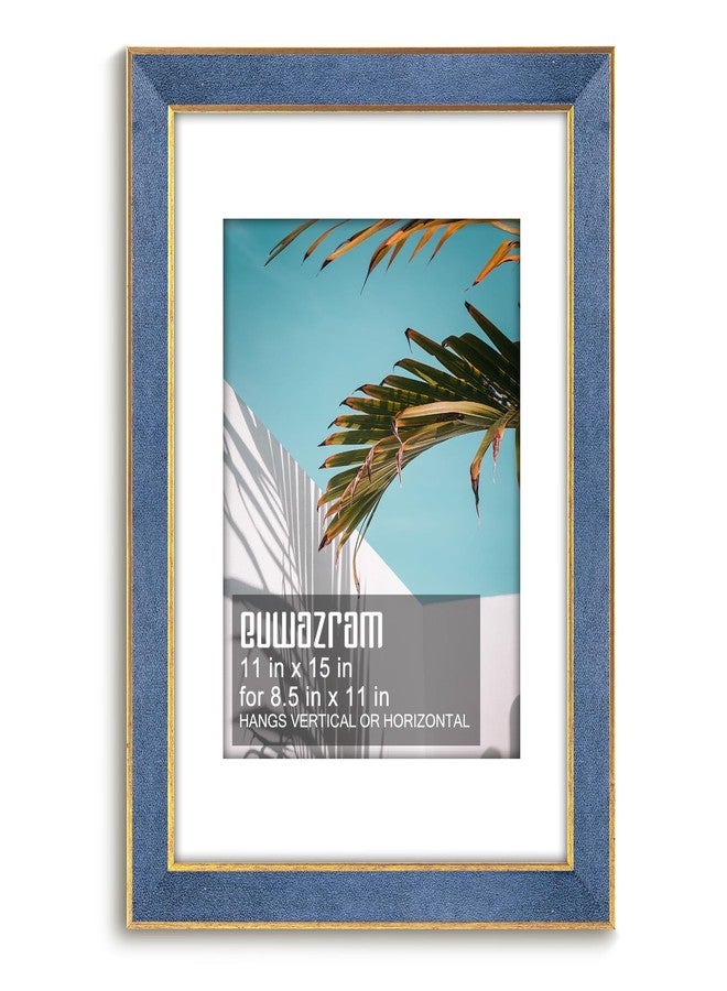 euwazram Suede 11x15 Frame - Single Frame, Elegant Sky Blue 11 x 15 Poster Frame with Mat for 8.5x11, Picture Frames for Artwork, Puzzles, Photos and Movie Posters - Image 1