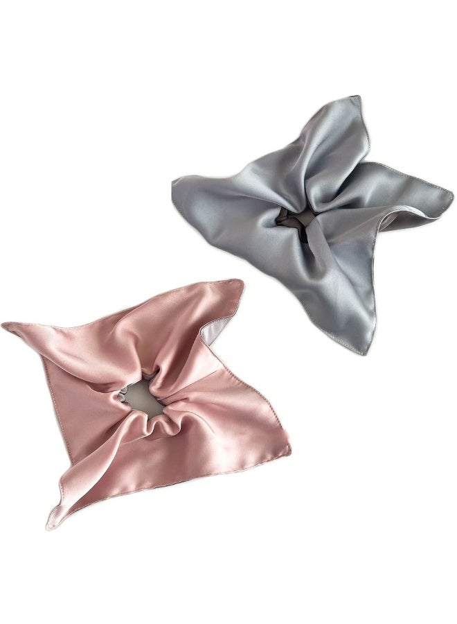 2Pack Large Satin Silk Scrunchies, Oversized for Ponytails & Buns - Image 1