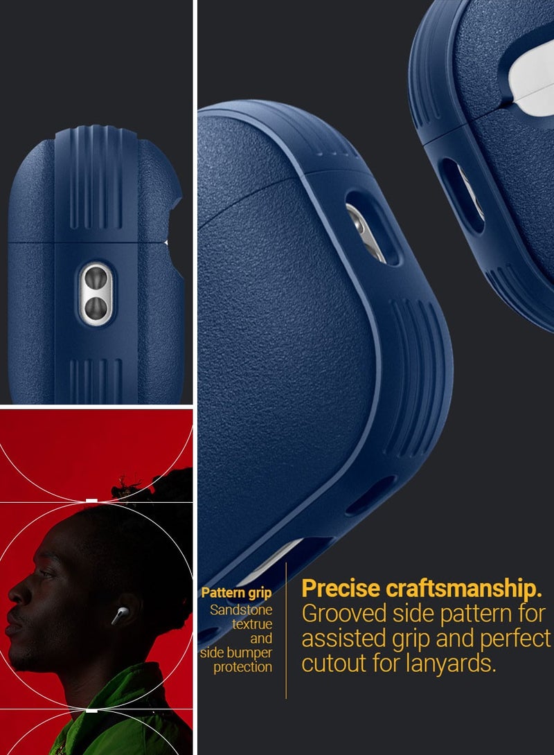 Caseology غطاء حقيبة Vault لآيربودز برو 2 2023 / 2022 (USB-C / Lightning) الجيل الثاني مع كارابينر - أزرق داكن - Image 4