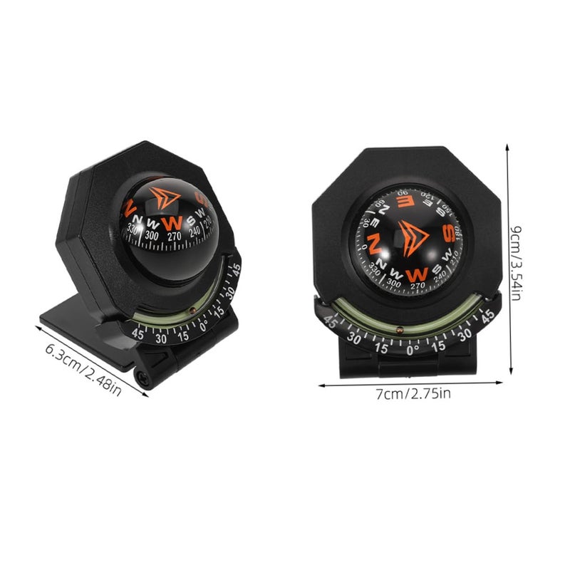2Pcs Car Dashboard Compass with Inclinometer High Precision Vehicle Navigation Tool - Image 3