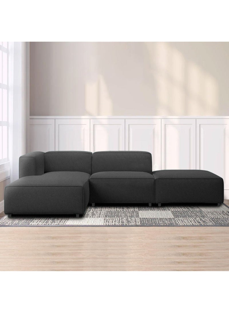 Karnak Boneblack 3 Seater L-Shape Polyester Sofa– Grey - Image 2