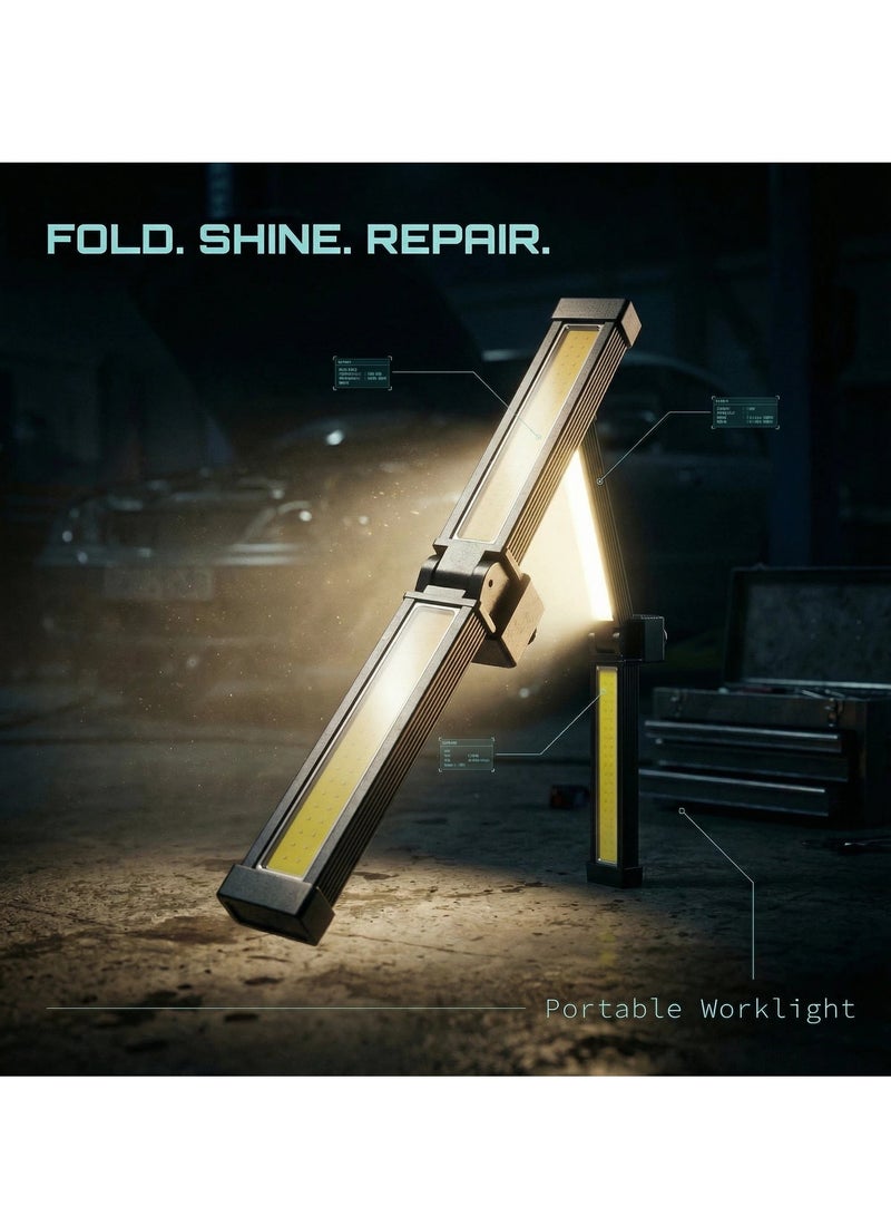 Y&D LED Magnetic Work Flashlight Multi-Mode Work Light 5 Modes LED Work Light Versatile Rechargeable LED Light Foldable LED Light with Hanging Hook for Camping Car Repair Garage Workshop Emergency (Black) - Image 2