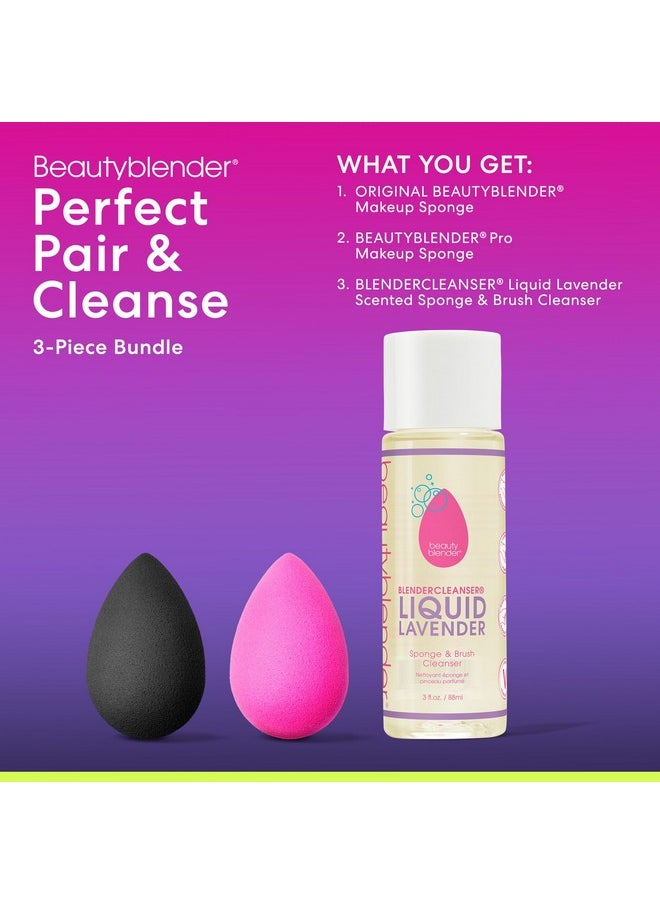 beautyblender Beautyblender® | Original Pink + Pro Black Beauty Blender Duo + Full-Sized Blendercleanser® Liquid Lavender Makeup Sponge & Brush Cleanser, 3-Piece Bundle, Made in USA, Vegan, Cruelty-Free, 3 oz  - Image 3