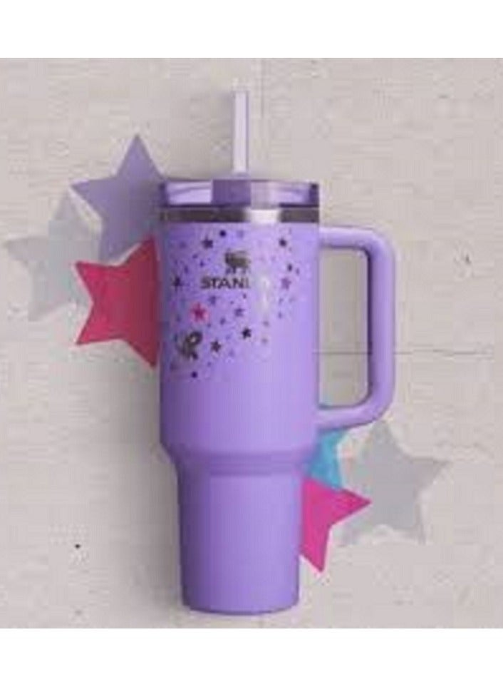 Stanley Stainless Steel Vacuum Insulated Tumbler with Lid and Straw for Water, Iced Tea or Coffee, Smoothie and More, 40Ounce Stainless Steel,Purple With Star - Image 2