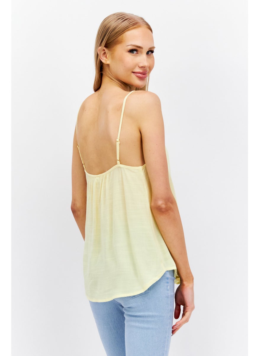 Gentle Fawn - Women Scoop Neck Sleeveless Textured Tank Top, Sunlight - Image 1