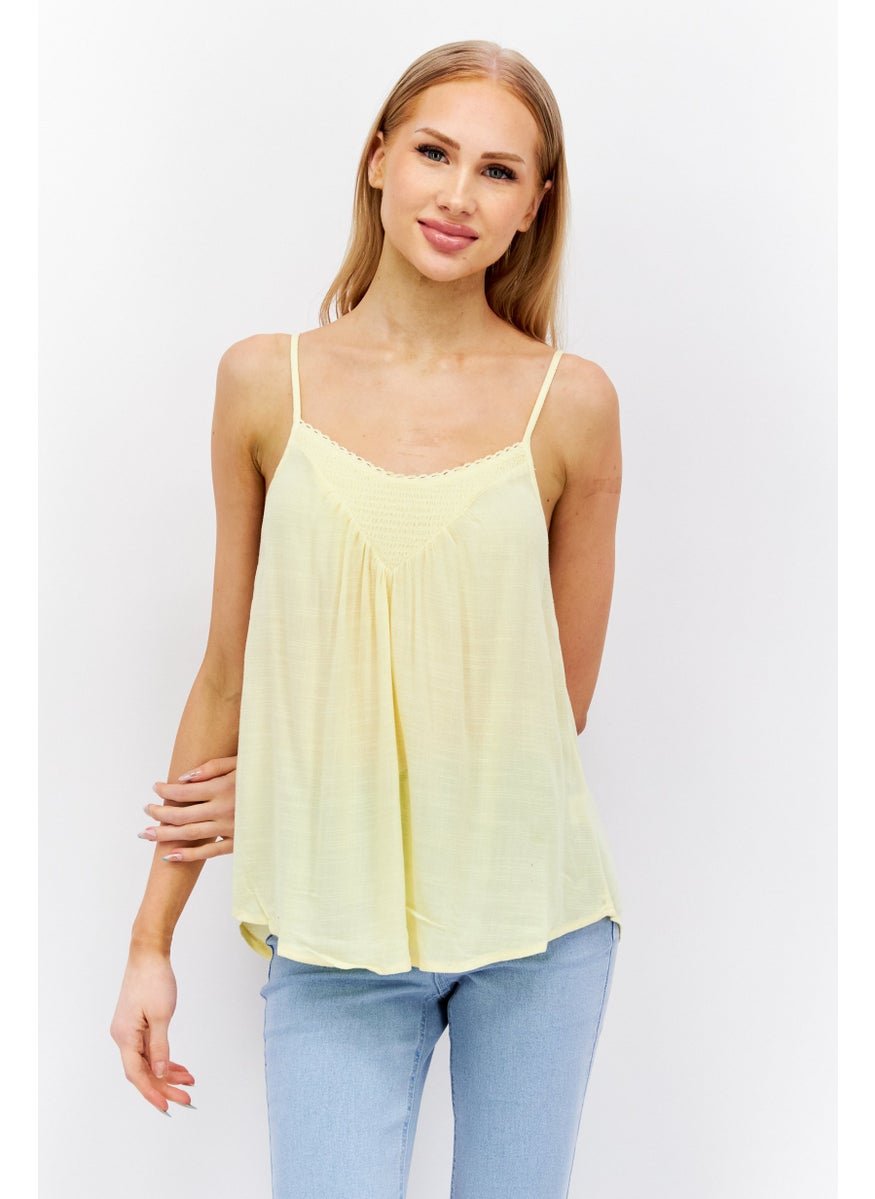 Gentle Fawn - Women Scoop Neck Sleeveless Textured Tank Top, Sunlight - Image 1