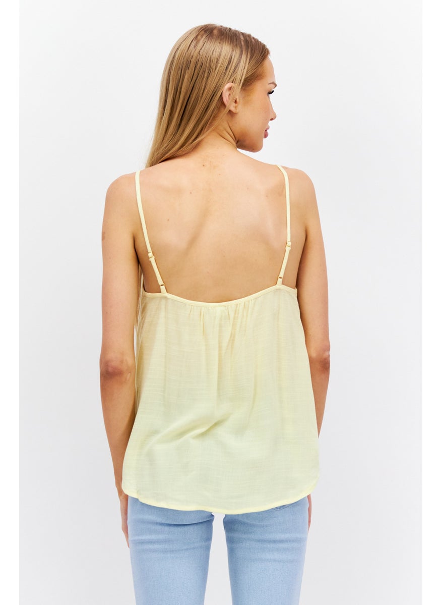 Gentle Fawn - Women Scoop Neck Sleeveless Textured Tank Top, Sunlight - Image 1