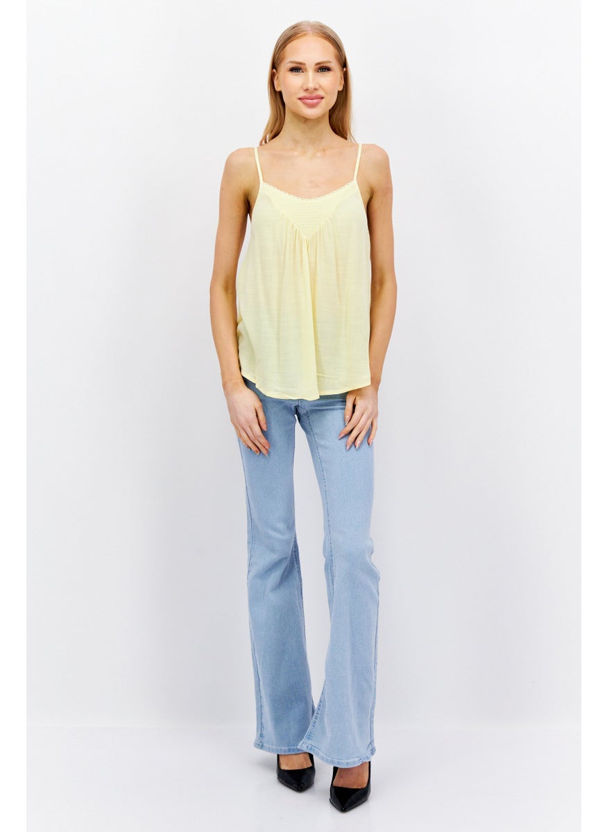 Gentle Fawn - Women Scoop Neck Sleeveless Textured Tank Top, Sunlight - Image 1
