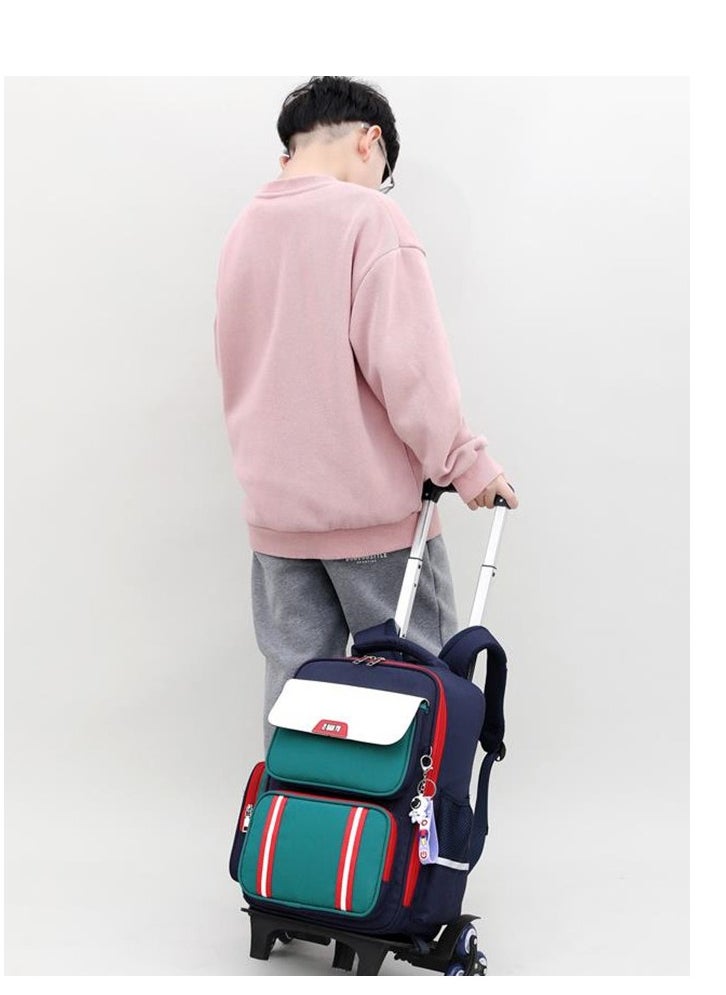 Golden - Rolling Backpack Travel Trolly BookBag School Wheeled Backpack for Boys Girls Kids Luggage School Bag with Wheels Trolley Backpack - Image 1