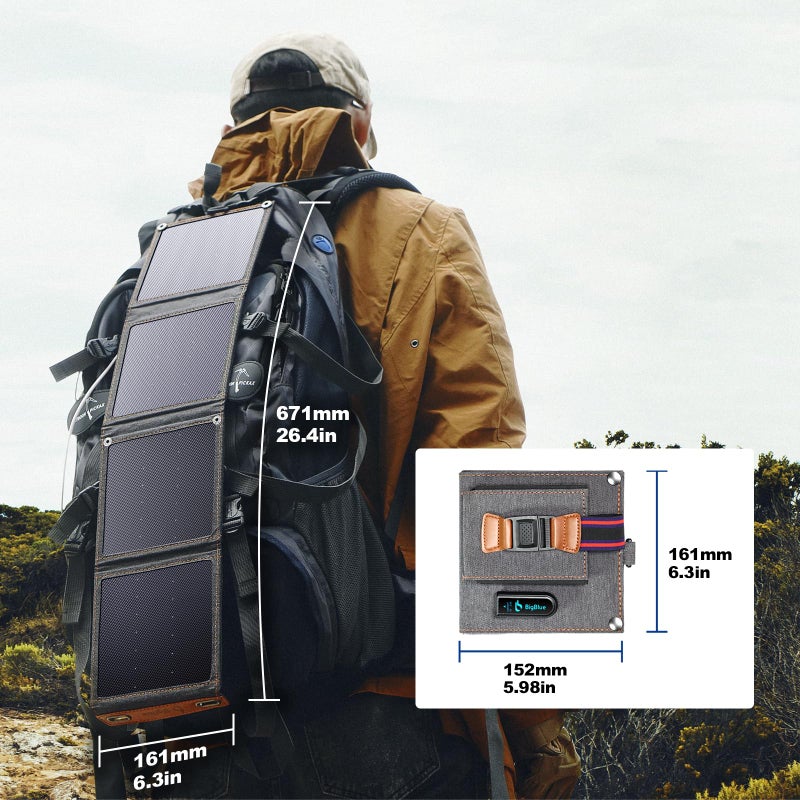 Bigblue [Upgraded Tiny Solar Charger] BigBlue 14W SunPower Solar Panels with USB-A Port(5V/2.4A Max), IPX4 Waterproof, Portable Solar Phone Charger Compatible with iPhone X/8/7, Tablet, Samsung LG etc - Image 5
