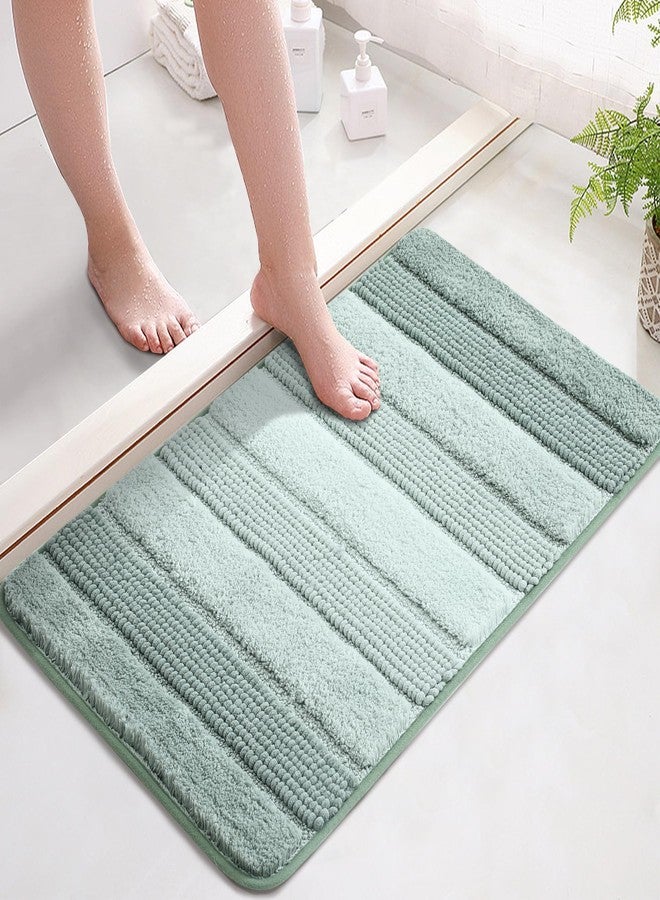Kmson Ombre Chenille Bathroom Rugs Mat, 17"x24" Non-Slip Bath Mat for Bathroom Floor & Bathtub, Ultra Soft Washable Shaggy Bath Rugs, Fluffy Thick Water Absorbent Microfiber Shower Mat Green - Image 1