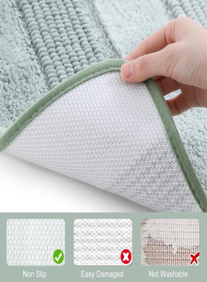 Kmson Ombre Chenille Bathroom Rugs Mat, 17"x24" Non-Slip Bath Mat for Bathroom Floor & Bathtub, Ultra Soft Washable Shaggy Bath Rugs, Fluffy Thick Water Absorbent Microfiber Shower Mat Green - Image 5