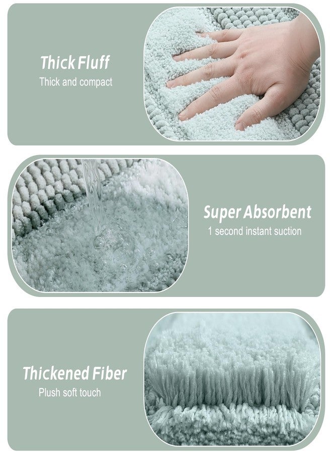 Kmson Ombre Chenille Bathroom Rugs Mat, 17"x24" Non-Slip Bath Mat for Bathroom Floor & Bathtub, Ultra Soft Washable Shaggy Bath Rugs, Fluffy Thick Water Absorbent Microfiber Shower Mat Green - Image 4