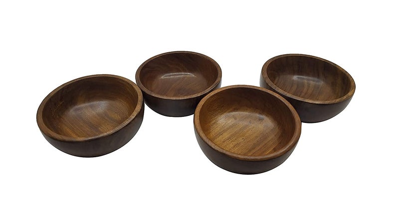 CRAFTGHAR Handmade Sheesham Wooden Serving Bowl Set of 4 Multipurpose Bowls for Serving Brown Simple Elegant Serveware Set Model X13050RUP - Image 2