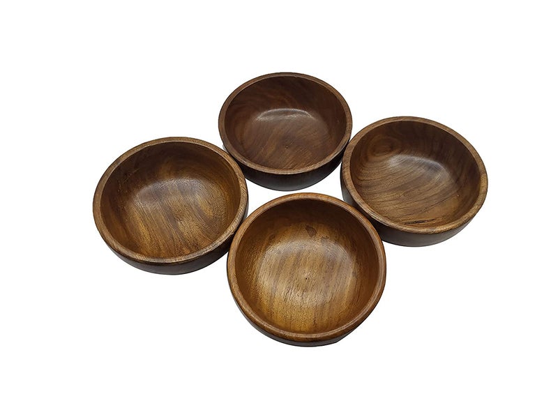 CRAFTGHAR Handmade Sheesham Wooden Serving Bowl Set of 4 Multipurpose Bowls for Serving Brown Simple Elegant Serveware Set Model X13050RUP - Image 1
