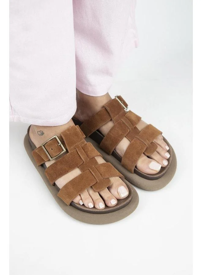 Manijero  (Hicks) Women's Real Leather Strap Buckle Taba Slipper. for Women | Best Price UAE