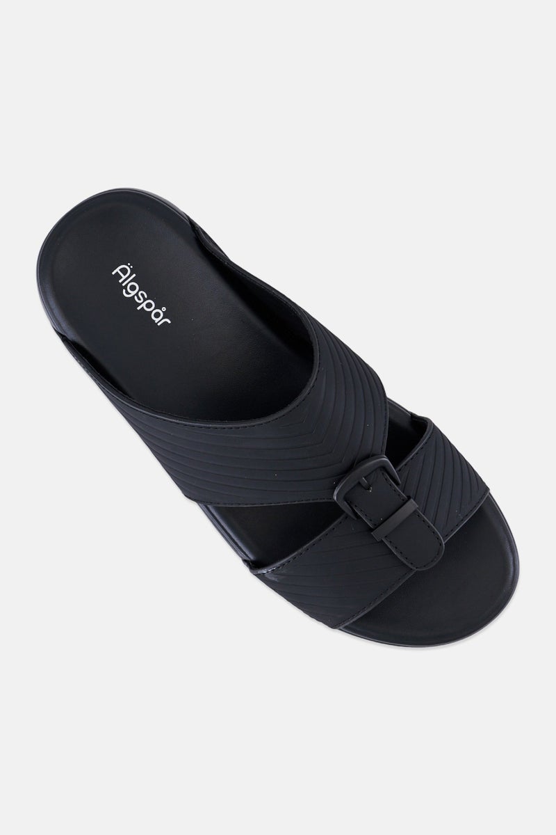 Algspar صنادل عربية للرجال، سهلة الارتداء، سوداء - Image 4
