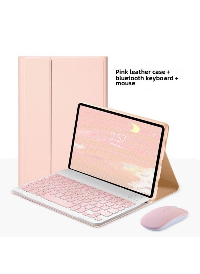Generic For IPad10 Generation Protective Case Magnetic Suction With Pen Slot Pro11 Bluetooth Keyboard Mouse 9 Generation Tablet Protective Case-Color:Sakura Powder-leather Case + Keyboard + Mouse-Applicable Model:iPad 10 Generation 10.9 "(2022)  - Image 1
