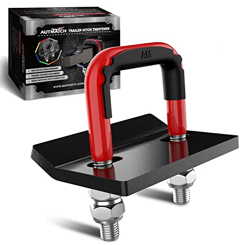 AUTMATCH Hitch Tightener Anti-Rattle Clamp, Heavy Duty Hitch Stabilizer for 1.25" and 2" Trailer Hitches, Rubber Isolator and Anti-Rust Double Coating Protective, Red & Black - Image 1