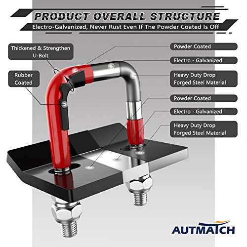 AUTMATCH Hitch Tightener Anti-Rattle Clamp, Heavy Duty Hitch Stabilizer for 1.25" and 2" Trailer Hitches, Rubber Isolator and Anti-Rust Double Coating Protective, Red & Black - Image 5