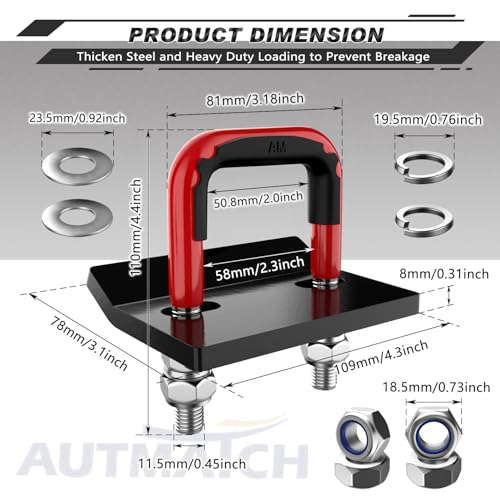 AUTMATCH Hitch Tightener Anti-Rattle Clamp, Heavy Duty Hitch Stabilizer for 1.25" and 2" Trailer Hitches, Rubber Isolator and Anti-Rust Double Coating Protective, Red & Black - Image 4