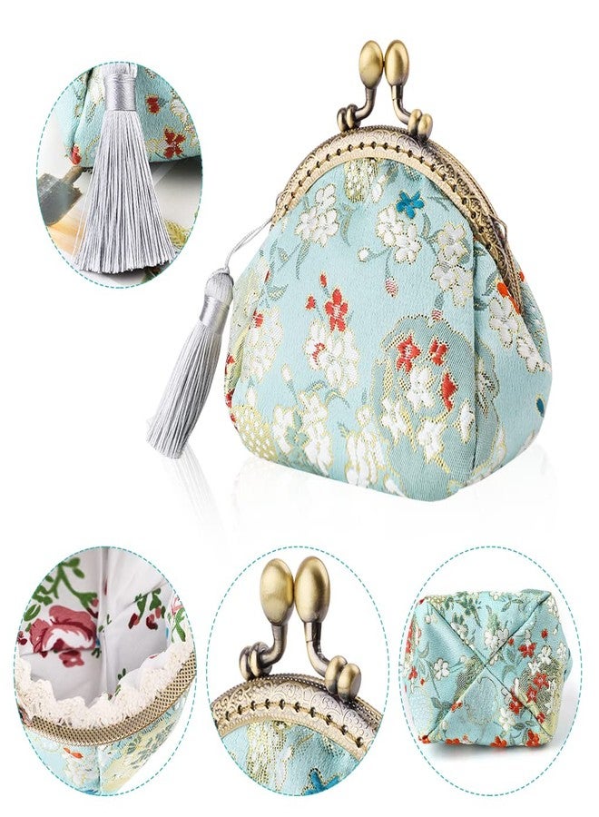 Oyachic Embroider Coin Purse Vintage Wallets Canvas Change Pouch Floral Trinkets Small Kiss Lock Clasp Handbag Jewelry Bag Tassels Women - Image 2