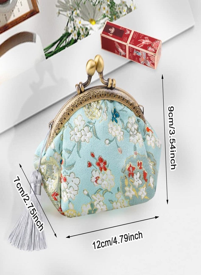 Oyachic Embroider Coin Purse Vintage Wallets Canvas Change Pouch Floral Trinkets Small Kiss Lock Clasp Handbag Jewelry Bag Tassels Women - Image 4