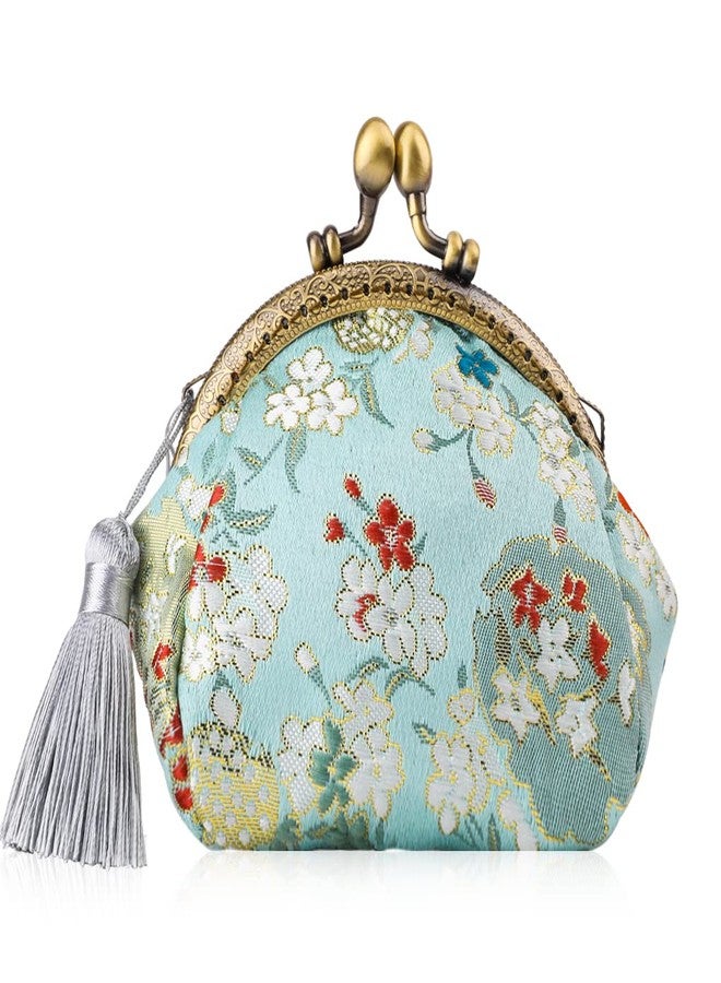 Oyachic Embroider Coin Purse Vintage Wallets Canvas Change Pouch Floral Trinkets Small Kiss Lock Clasp Handbag Jewelry Bag Tassels Women - Image 1