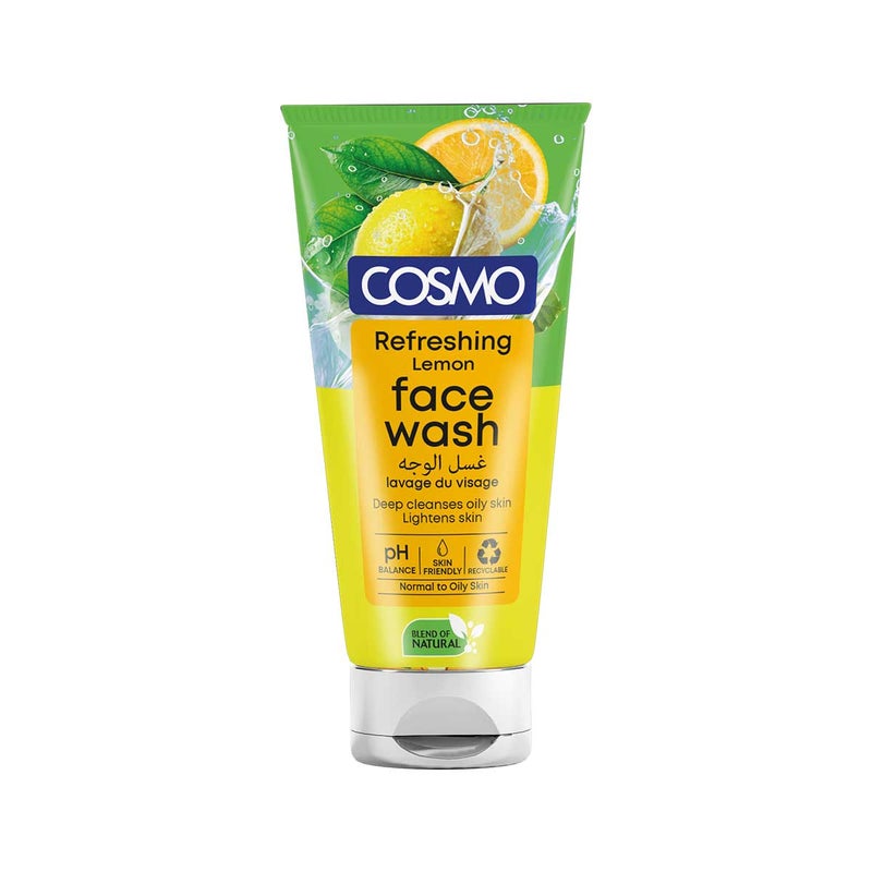 COSMO Refreshing Lemon Face Wash 150ml Improves Tones and Softens Skin, for All Skin Types - Image 1