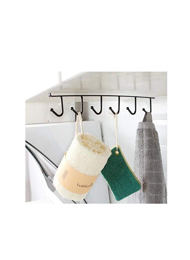 Cup holder that attaches to the bottom of a shelf or kitchen cabinet; includes 6 hooks and a main organizer. - Image 4