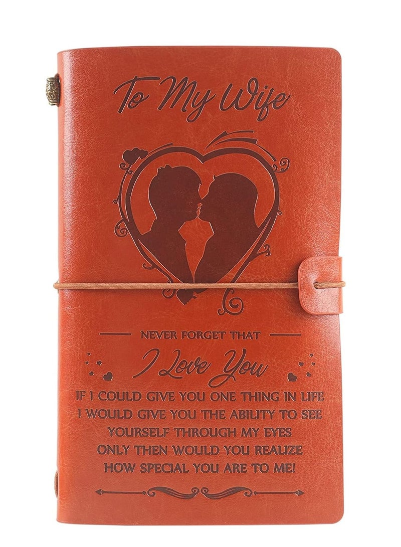 Excefore إلى زوجتي مجلة جلدية من الزوج، دفاتر ملاحظات قابلة لإعادة الملء، مذكرات سفر هدية عيد ميلاد للزوج - Image 1