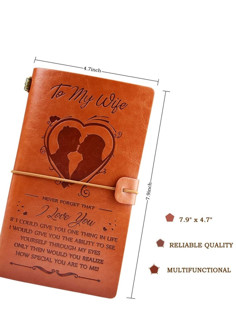 Excefore إلى زوجتي مجلة جلدية من الزوج، دفاتر ملاحظات قابلة لإعادة الملء، مذكرات سفر هدية عيد ميلاد للزوج - Image 5