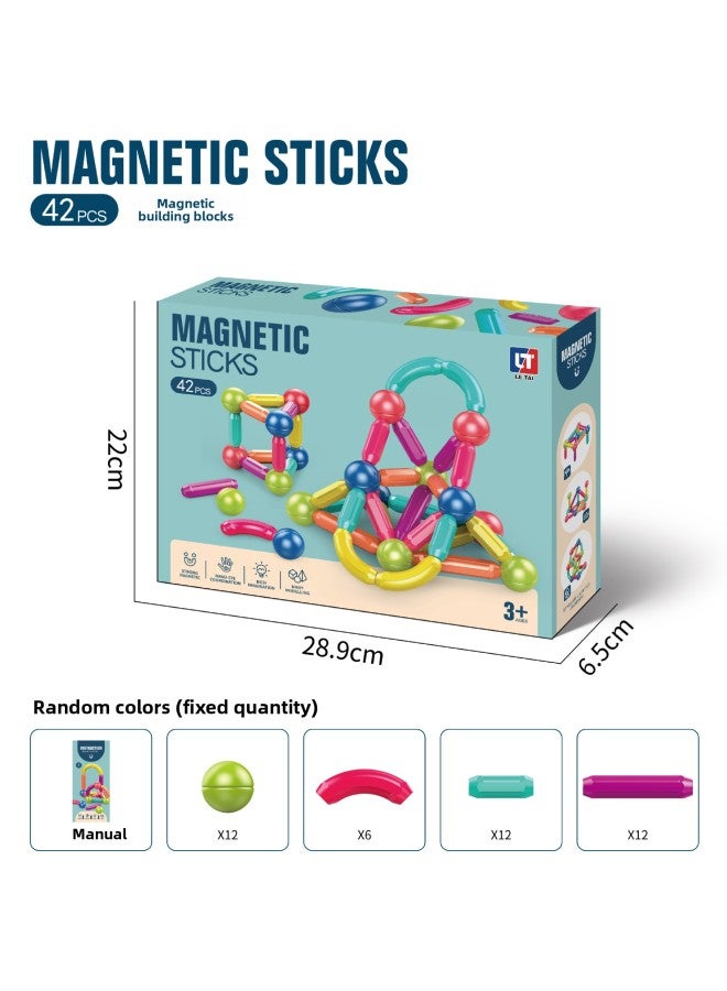 Varied Magnetic Stick Oversized Building Blocks Assembled Educational Toys For Children Baby Early Education 3-Year-Old Boys And Girls Gift-Color:64-piece Set Of Magnetic Rods (storage Barrel)  - Image 3