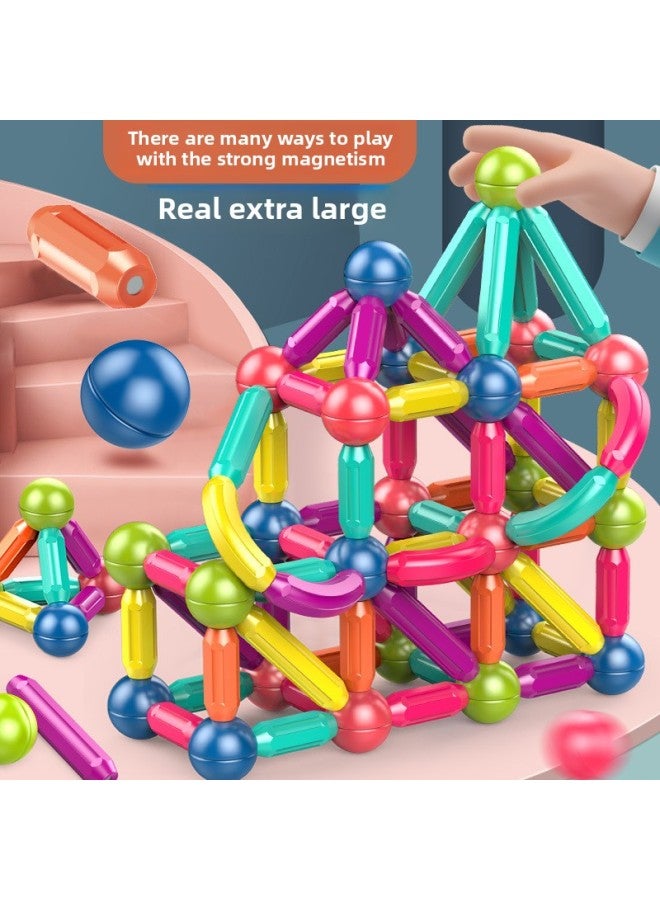 Varied Magnetic Stick Oversized Building Blocks Assembled Educational Toys For Children Baby Early Education 3-Year-Old Boys And Girls Gift-Color:64-piece Set Of Magnetic Rods (storage Barrel)  - Image 2