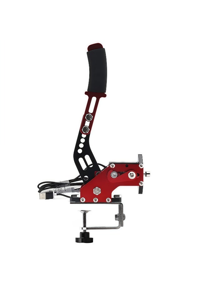 FlashHawk PC USB Handbrake, 16Bit Racing Games Simulate Handbrake for Logitech G27 G29 G920 G923 T248 T500 T300 PXN V10 (PC System Only), 2M Nylon Cable/Reinforced Spring + Clamp - Red - Image 1