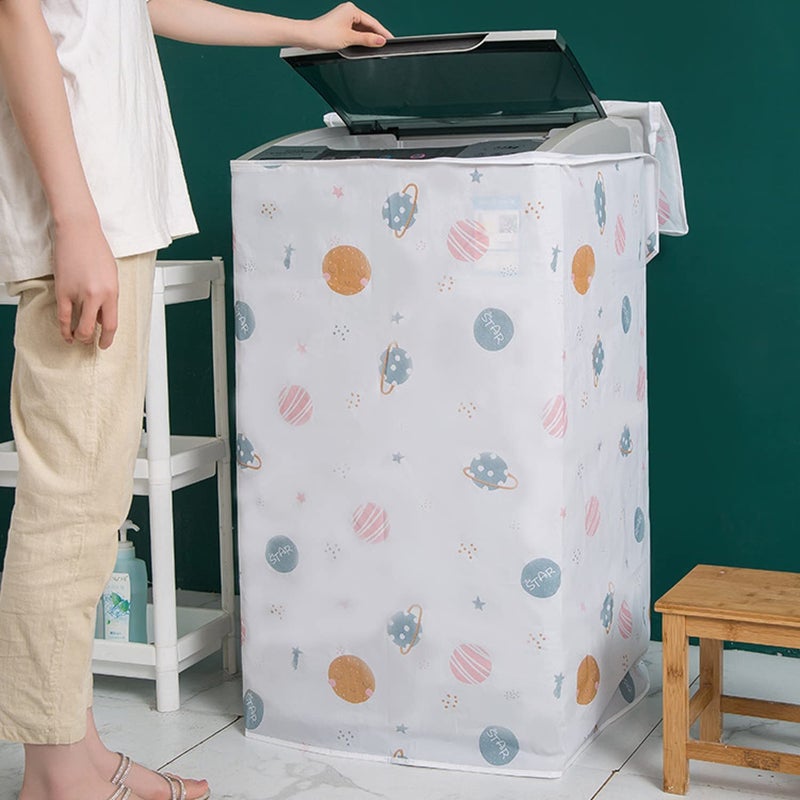 Potency Peva Waterproof Washing Machine Zipped Cover Dust Protection For Top Load Washer Dryer Washing Machine Cover Washer Dryer Dustproof Waterproof Case Cover Flip-Top(Top Load-57*56*84Cm) - Image 3