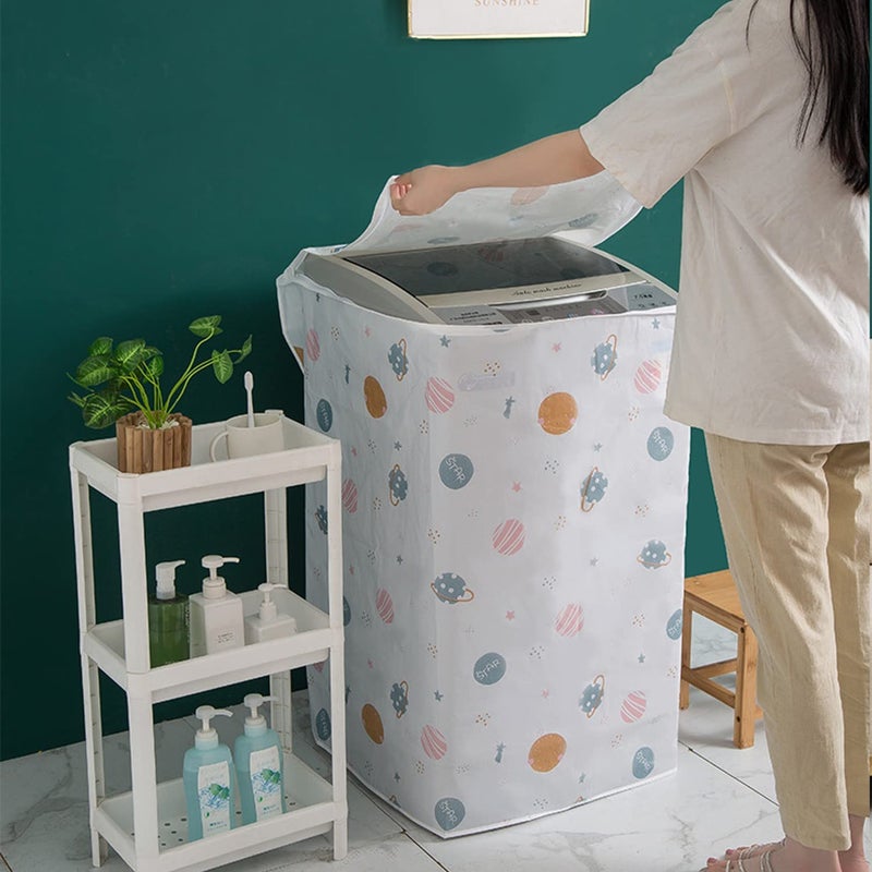 Potency Peva Waterproof Washing Machine Zipped Cover Dust Protection For Top Load Washer Dryer Washing Machine Cover Washer Dryer Dustproof Waterproof Case Cover Flip-Top(Top Load-57*56*84Cm) - Image 2