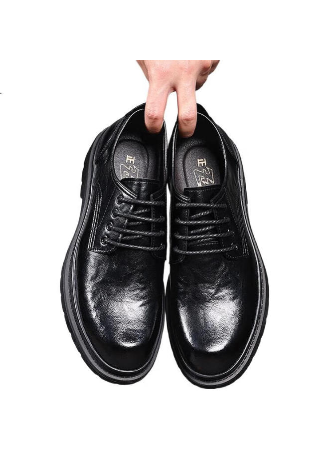 Chint Classic Handmade British Style Leather Shoes Men'S Height Increasing Thick-Soled Business Casual Leather Shoes Jz0016 Black Size 44 - Image 3