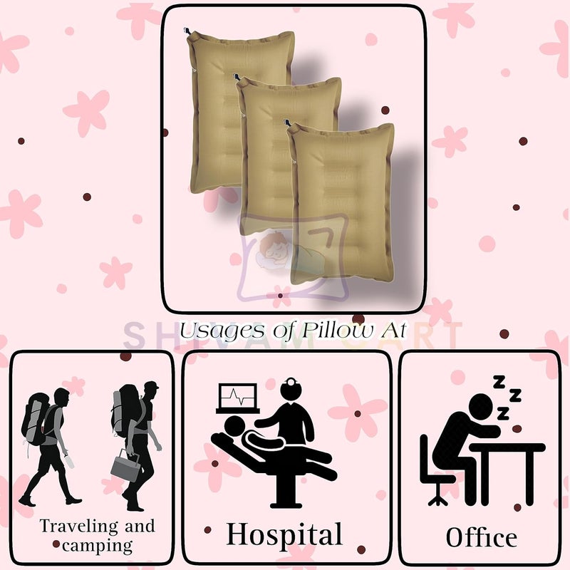 SHIVAM CART SHIVAM CART Inflatable Soft Portable Air Travel Pillow Pack of 1 with an Air Pump for Travelling in Train Bus Camping Hostel and Office Brown  - Image 5